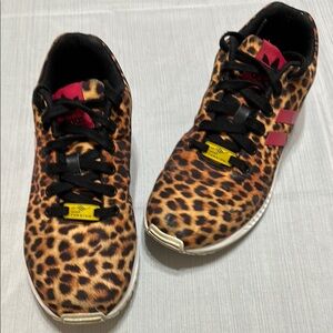 Adidas Brown and‎ Black Sneakers with Leopard Print